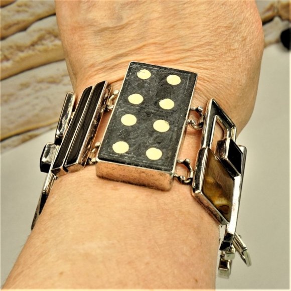 SUPER RARE HEAVY STERLING PANEL BRACELET, UNISEX GIFT, GIFT FOR MEN - Picture 9 of 13